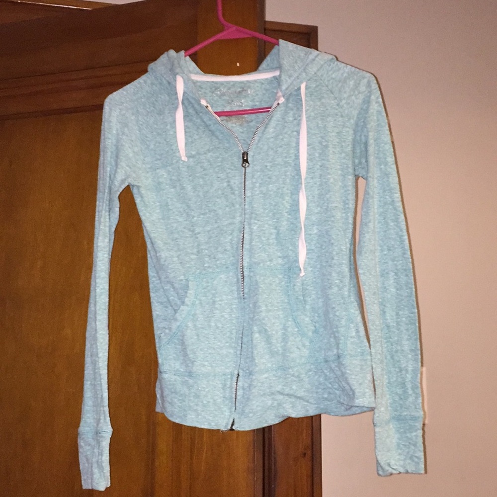Light blue Aeropostale zip-up hoodie